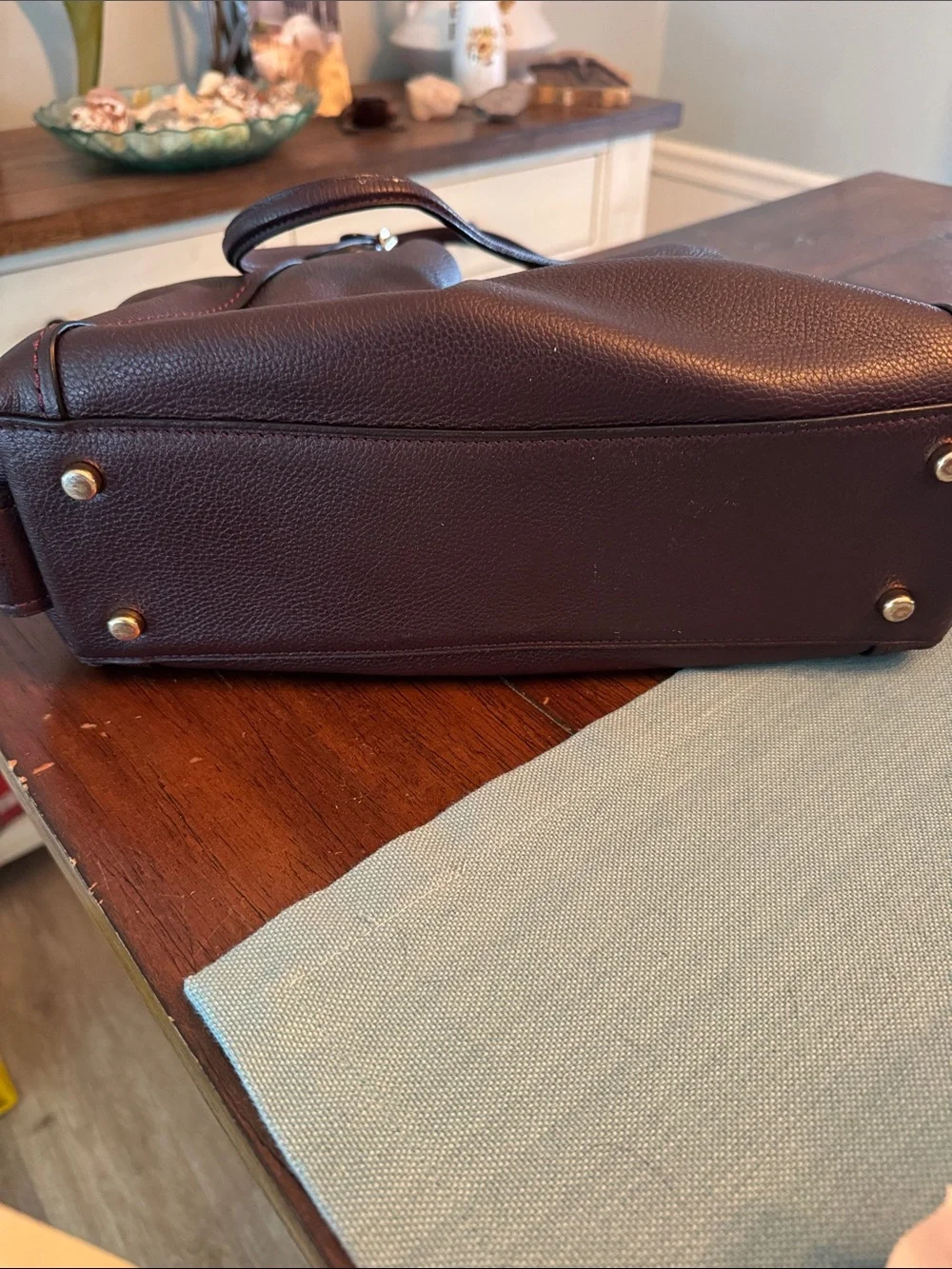 Coach Pebbled Leather Shoulder Bag in burgundy